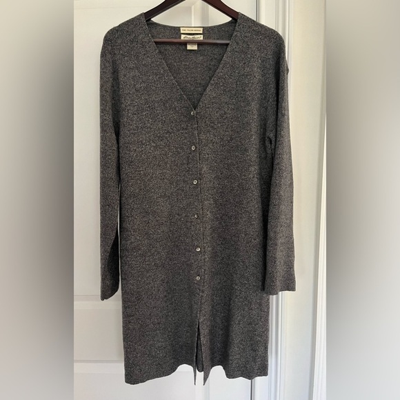 Eddie Bauer women’s fine merino wool cardigan Sz. L tall grey - Picture 1 of 9